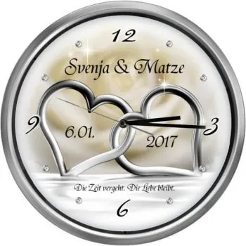 Geschenk zur Hochzeit - Wunderschöne Hochzeitsuhr silber